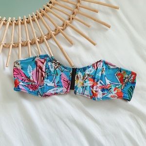 Like New//Beach Riot Blue Lagoon Strapless Bikini